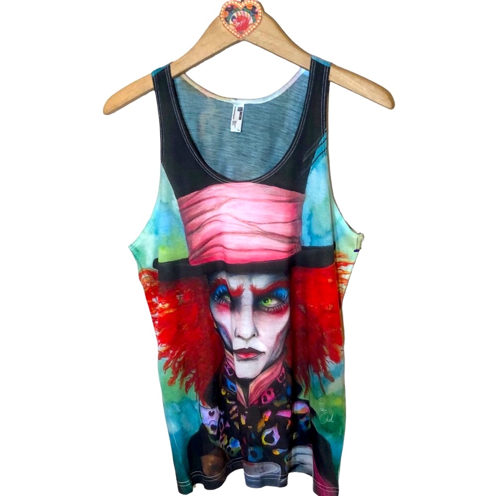 American Apparel Madd Hatter double-sided sublimation graphic tank XS